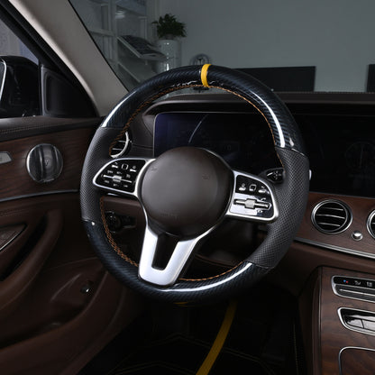 black carbon fiber and leather steering wheel cover