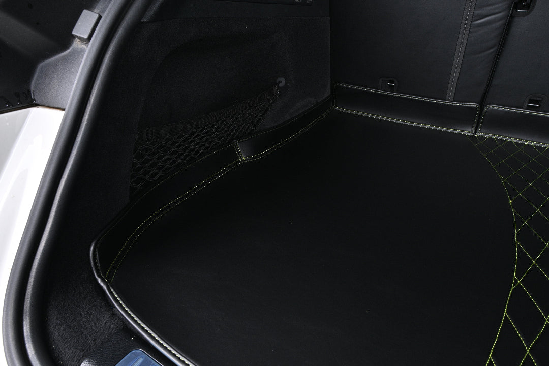 black leather corner car mat