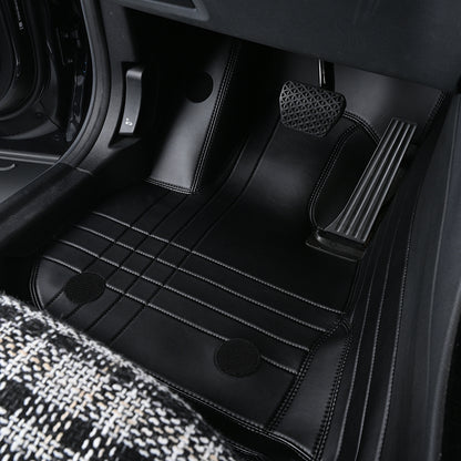 black leather with embroidery car floor mat car mat