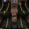 black leather with yellow striped and stitching car floor mat car mat for mercedes-benz