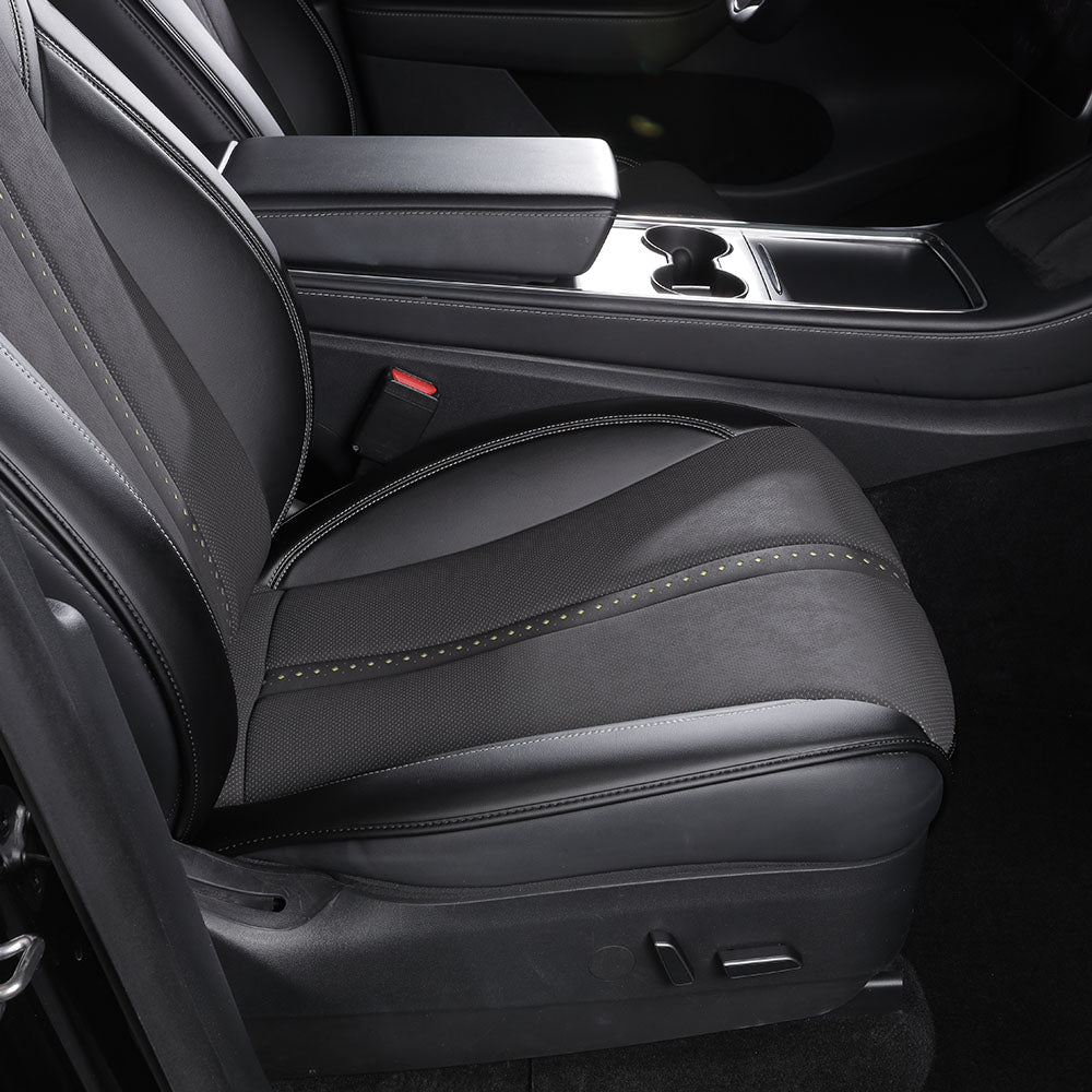 black mottled fabric car seat cover car interior for tesla