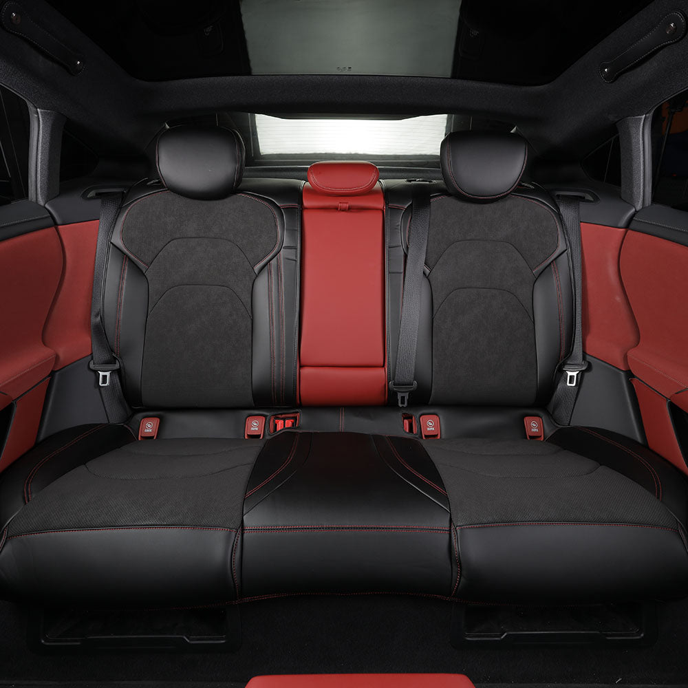 black mottled with red stitching flat seat cover for xiaomi su7