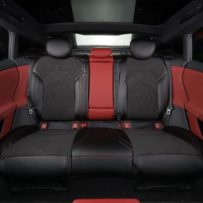 black mottled with red stitching flat seat cover for xiaomi su7