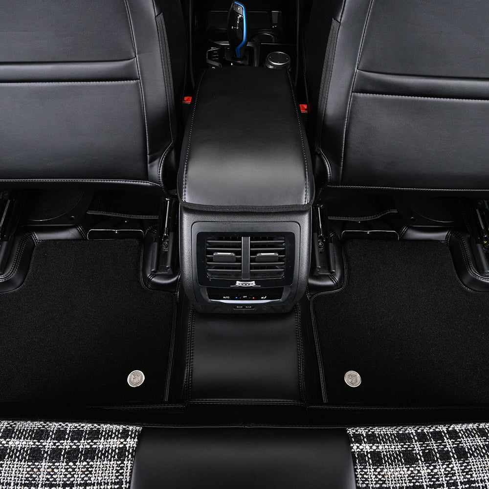 black nappa leather and fiber carpet car floor mat car mat
