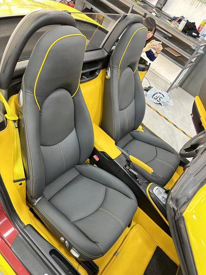 black nappa leather and yellow piping stitching for porsche boxstar
