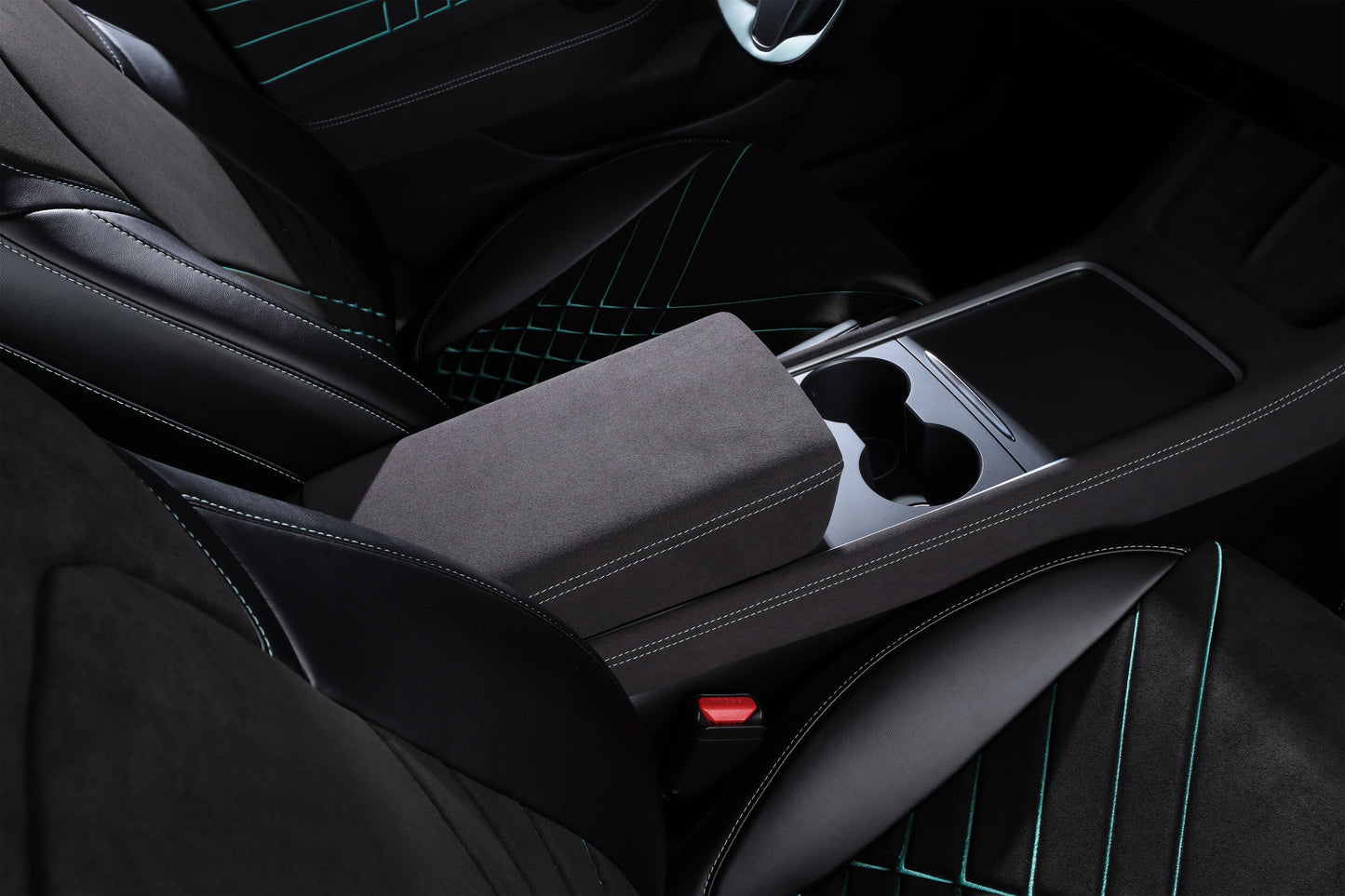 black nappa leather armrest cover for tesla