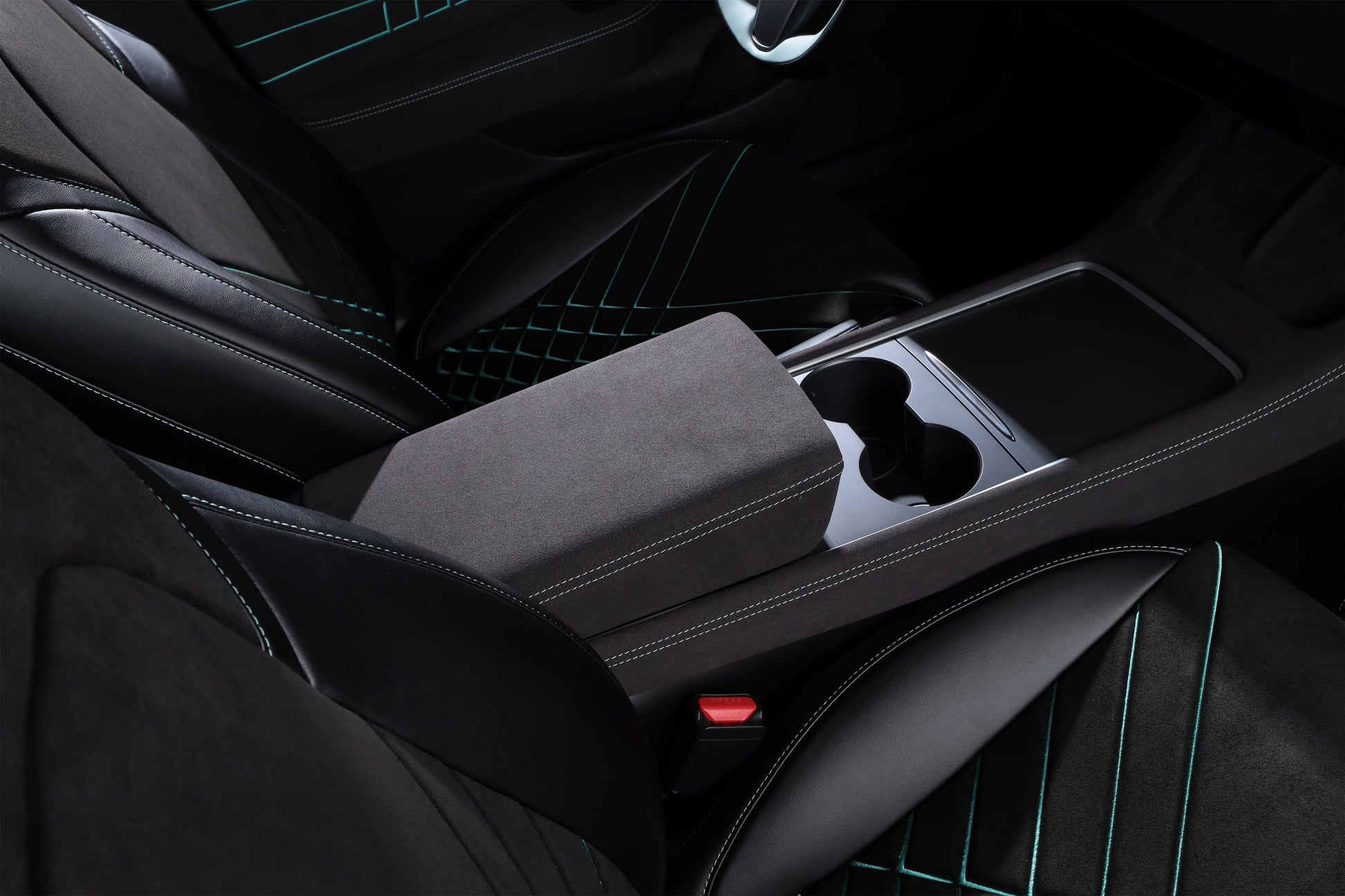 black nappa leather armrest cover for tesla