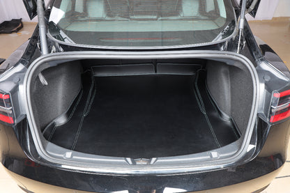 black nappa leather green stitching cargo trunk mat