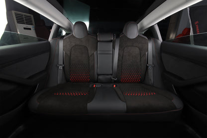black nappa leather velvet suede fabric with diamond stitching car seat cover 