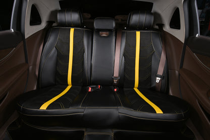 black nappa leather with yellow stitching rear seat cover for mercedes-benz