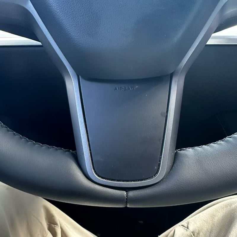 black thread steering wheel cover for tesla