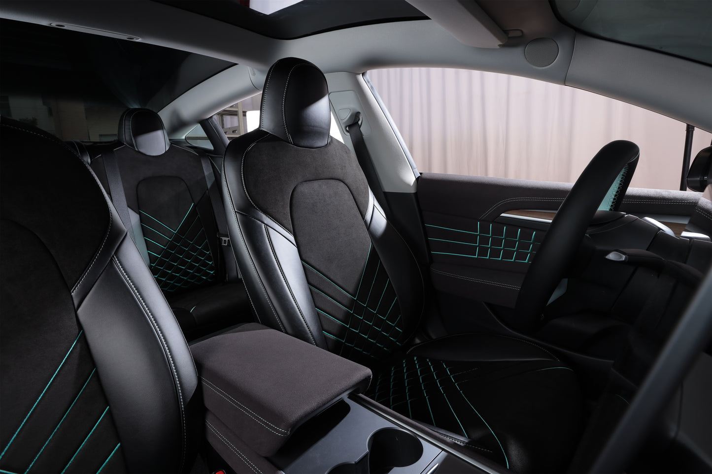 black velvet suede front car seat cover for tesla