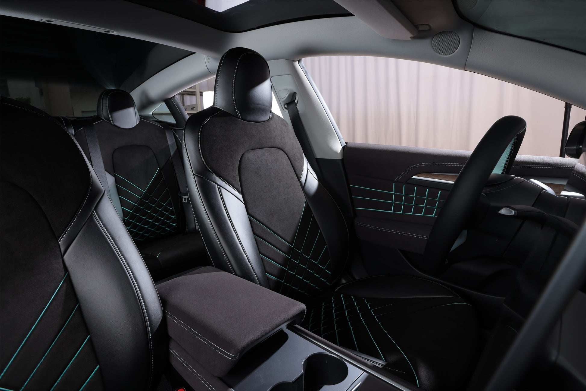 black velvet suede front car seat cover for tesla