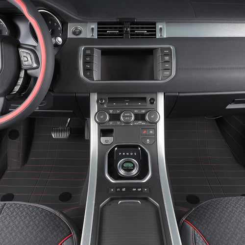 black with red stitching front car floor mat car mat for land rover