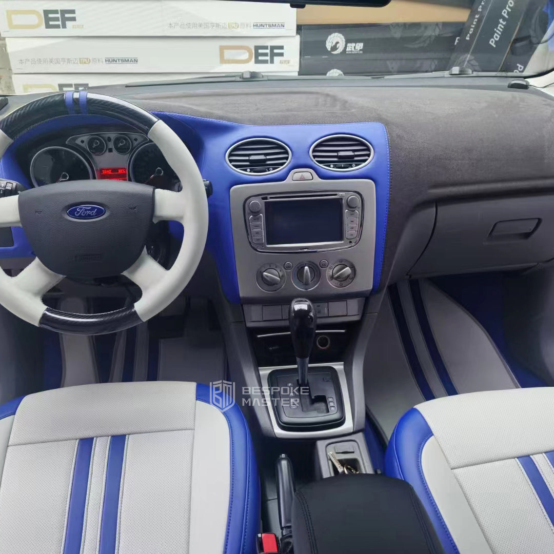 blue and white leather car interior accessories for ford focus