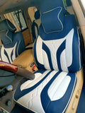 blue and white leather front seat cover for toyota land cruiser