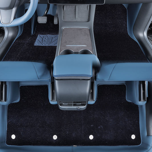 blue leather and purple cashmere carper car fl floor mat