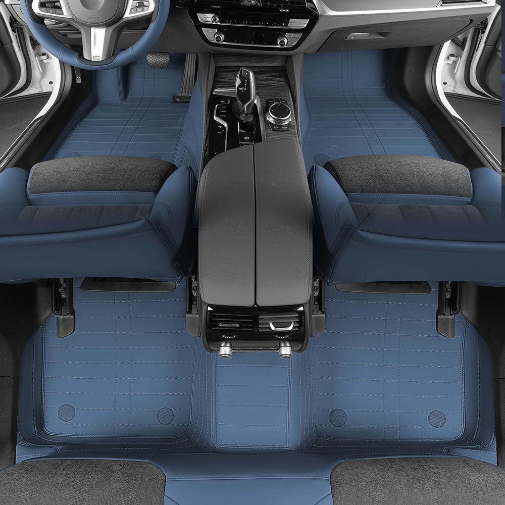 blue nappa leather with embroidery car floor mat car mat for bmw