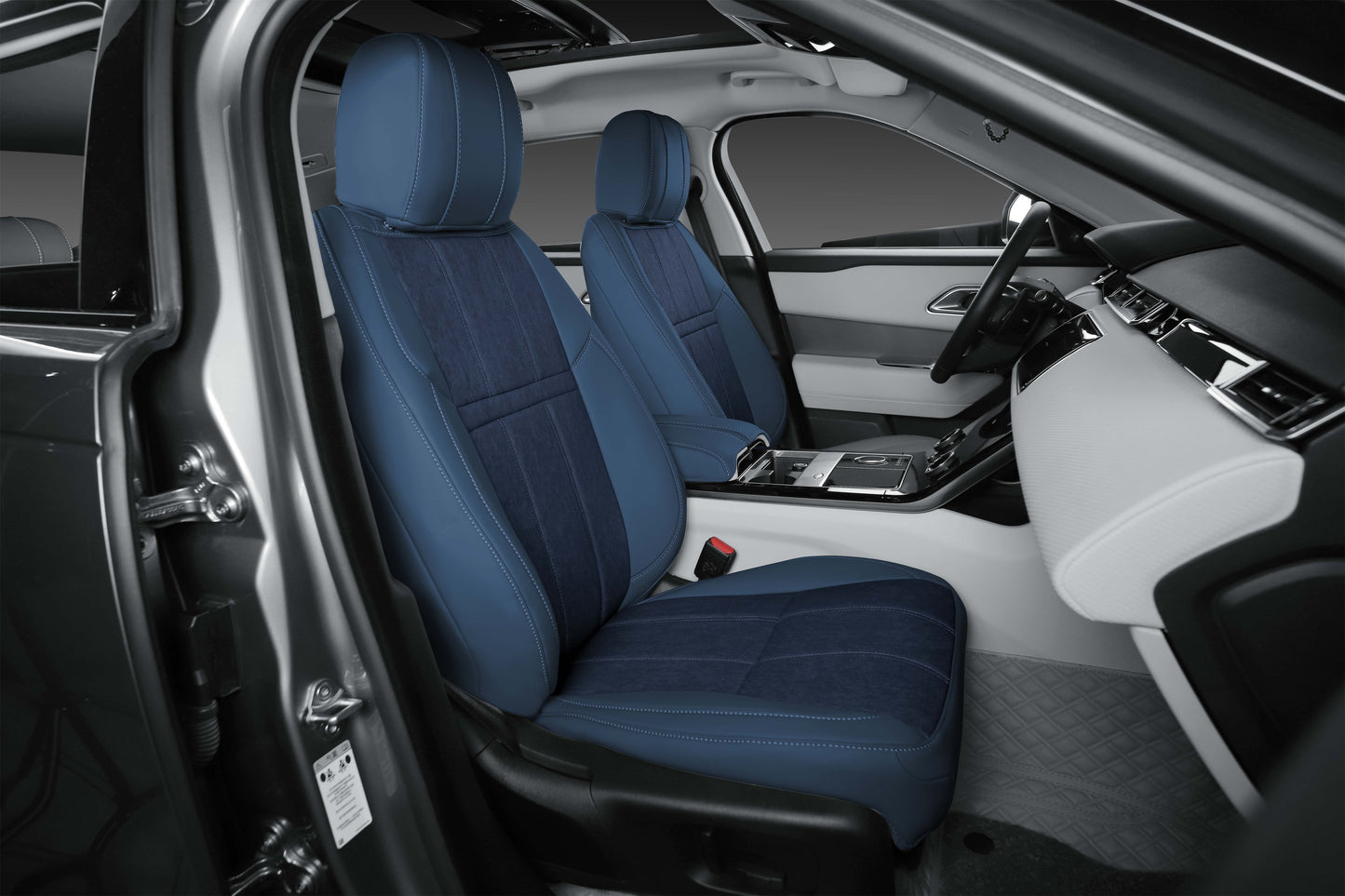 blue premium leather velvet suede car seat cover for bmw