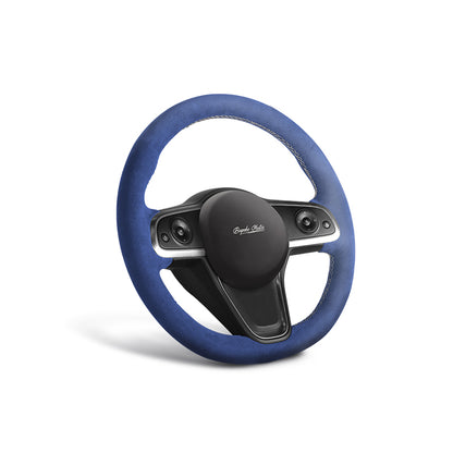 blue velvet suede steering wheel cover