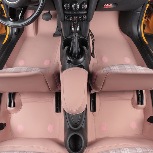 bottom layer pink leather car floor mat for bmw