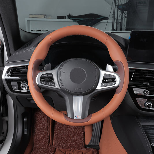 brown and coffee nappa leather steering wheel cover for bmw