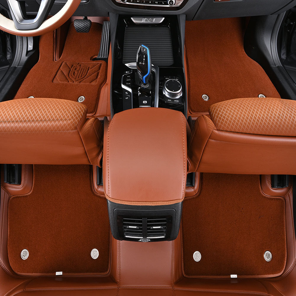 brown fiber and leather car floor mat car mat for bmw