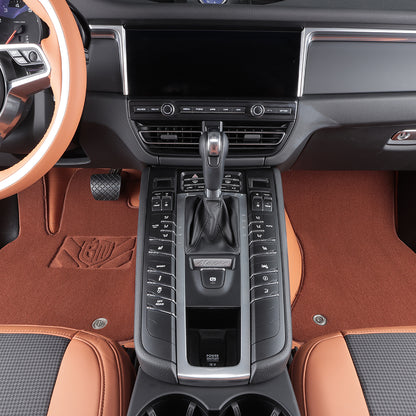 brown leather and fiber front car floor mat car mat