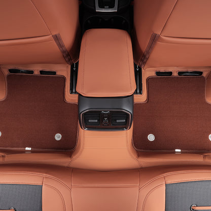 brown leather and fiber rear car floor mat car mat