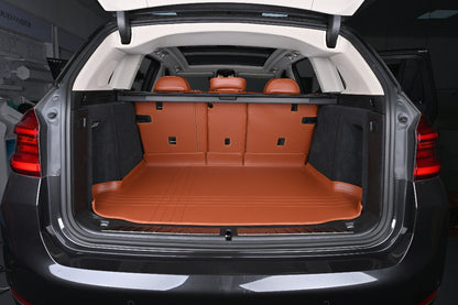 brown leather car mat