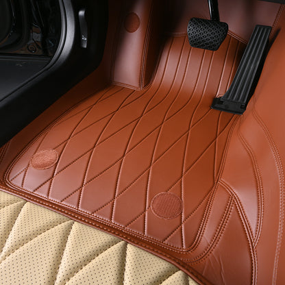 brown leather driver car floor mat for bmw