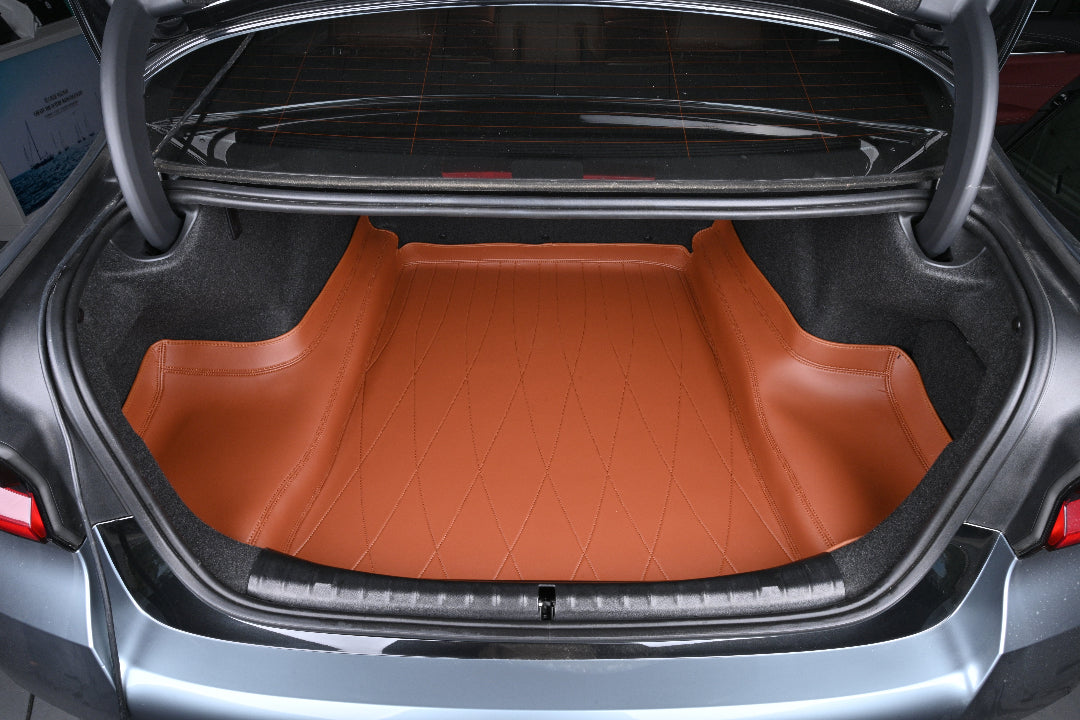 brown leather trunk cargo mat