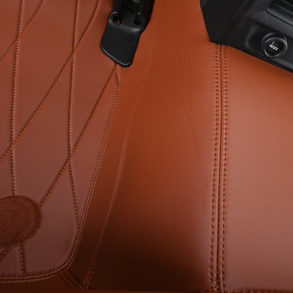 brown leather with embroidery car mat for bmw