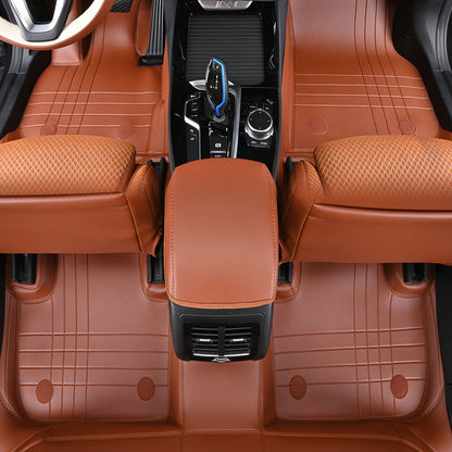 brown nappa leather with diamond stitching car floor mat car mat