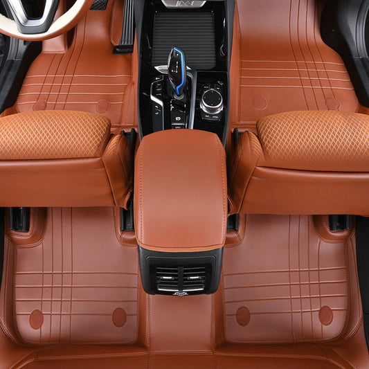 brown nappa leather with diamond stitching car floor mat car mat