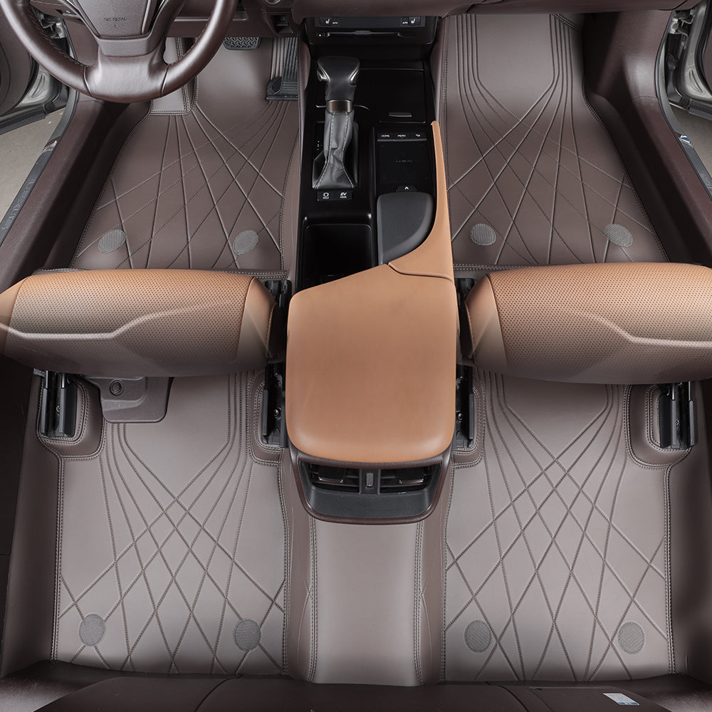 brown nappa leather with embroidery car floor mat car mat for lexus