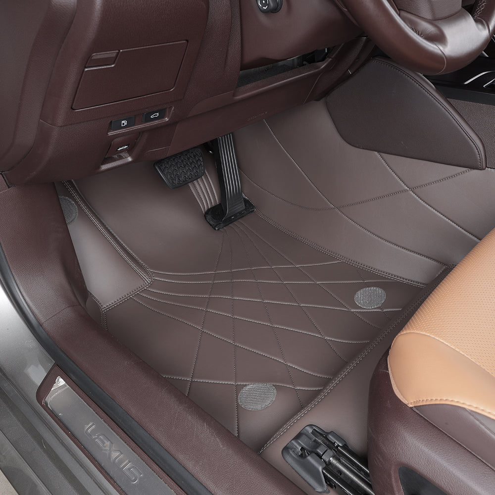 brown nappa leather with embroidery front car floor mat car mat for lexus
