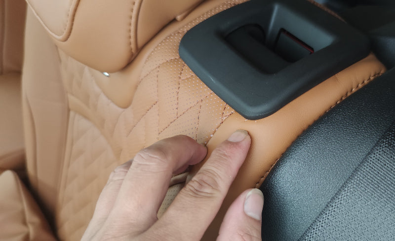 brown thread seat cover Cadillac