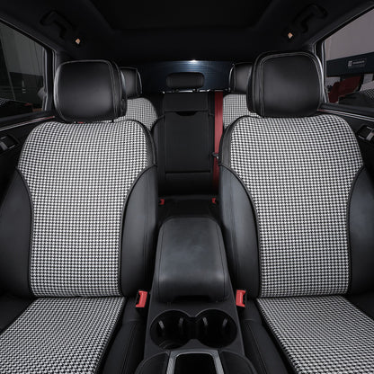 car interior black nappa leather and fabric half coverage car seat cover for porsche 