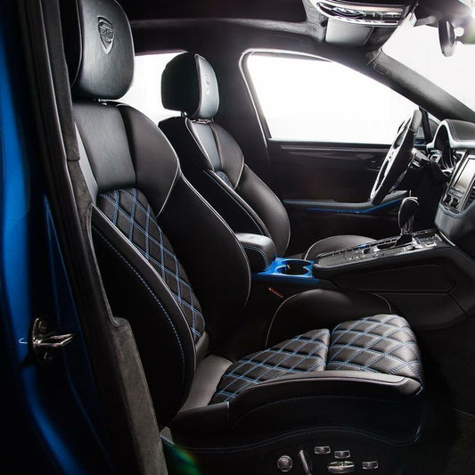 car seat cover with blue stitching for porsche mancn