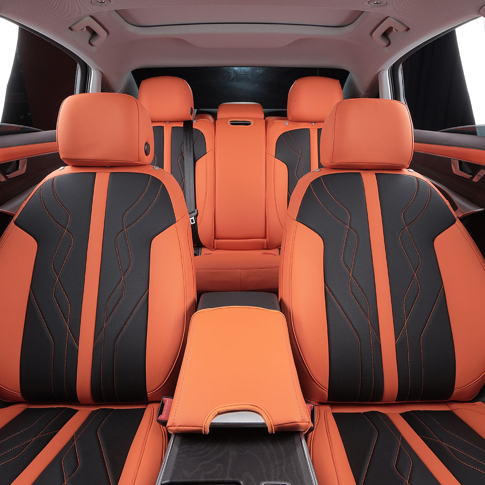 car upgrade orange nappa leather headrest cover for audi a8l