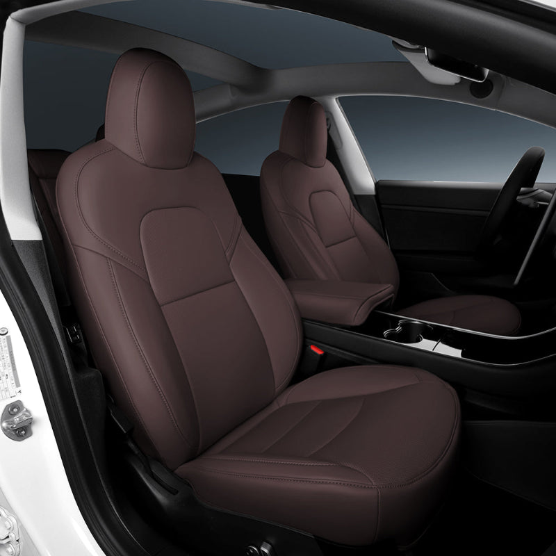 coffee leather seat cover for tesla