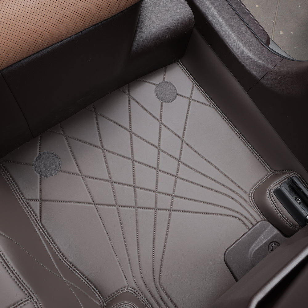 coffee leather with quilted embroidery car floor mat for lexus