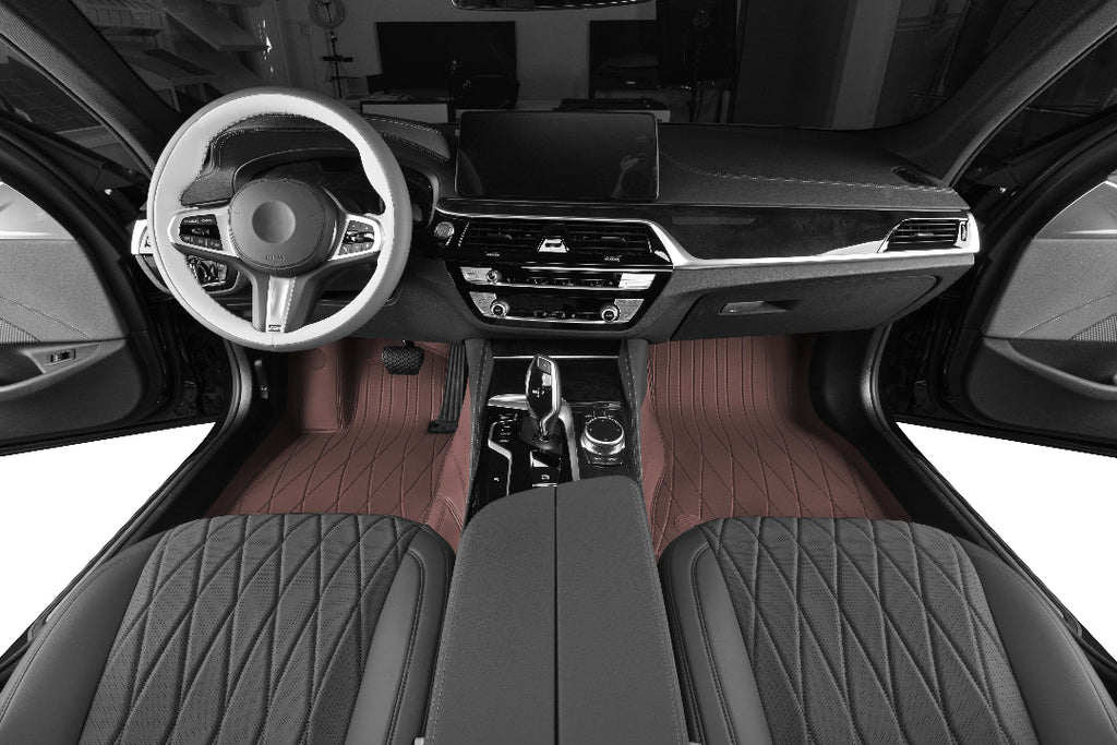 coffee nappa leather with embroidery car floor mat car mat for bmw