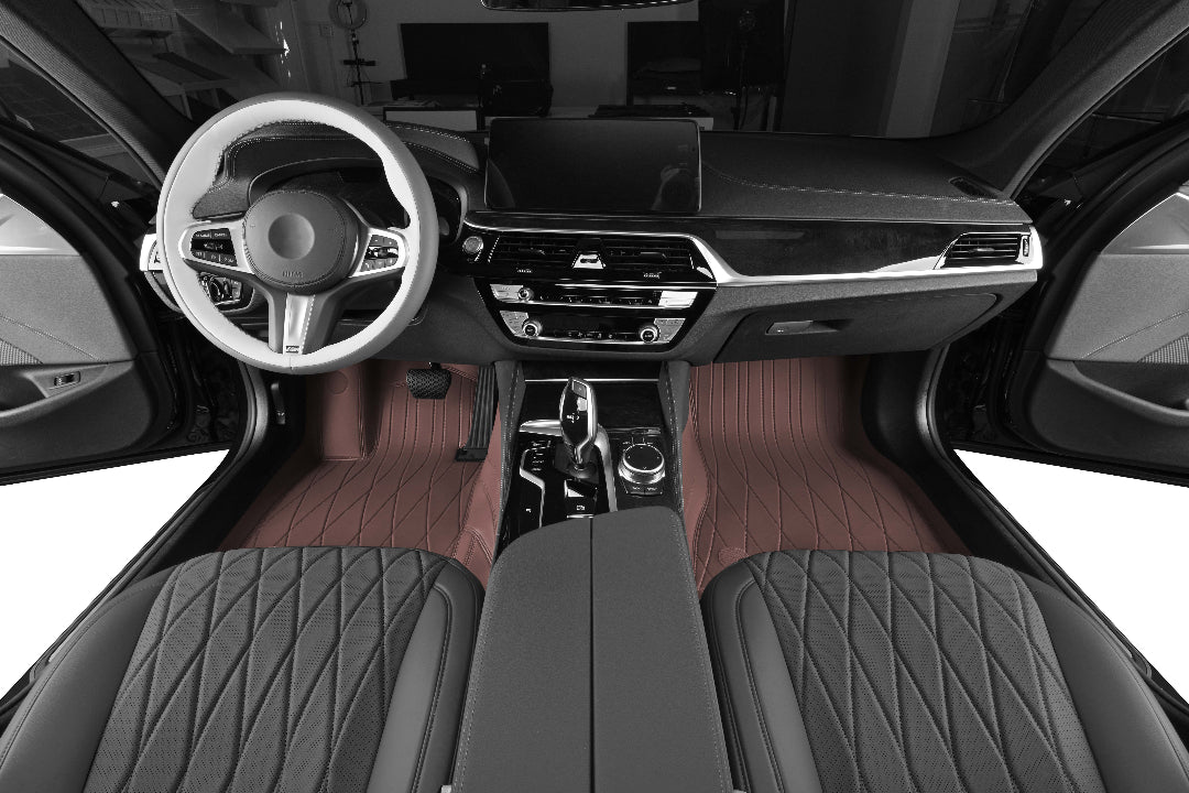 coffee nappa leather with embroidery car floor mat car mat for bmw