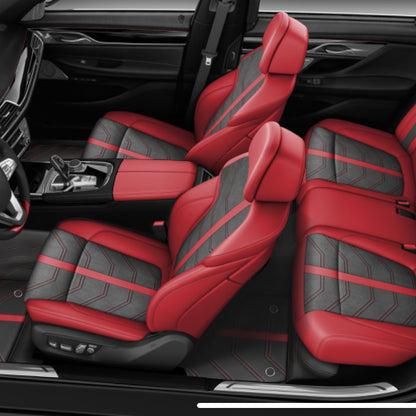 Bespoke Master Custom Fit Red and Black Original Texture Nappa Leather Car Seat Covers For BMW X5