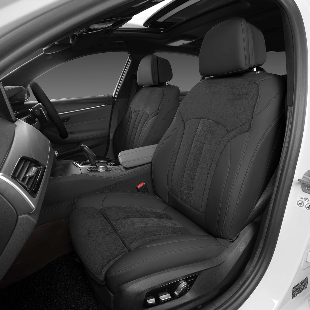 custom fit black leather and cotton linen car seat cover for bmw