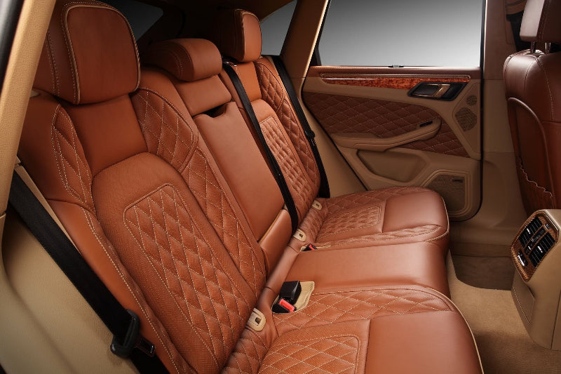 diamond stitching brown rear seat cover for porsche mancn