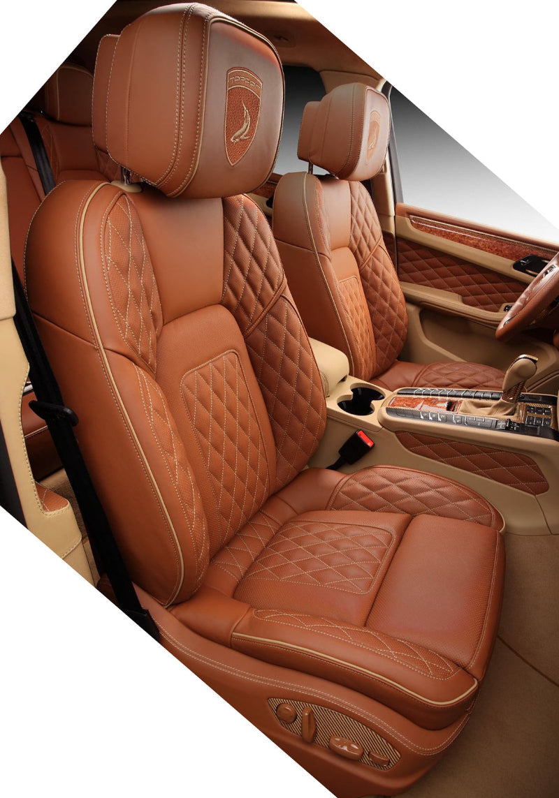 diamond stitching brown seat cover for porsche mancn