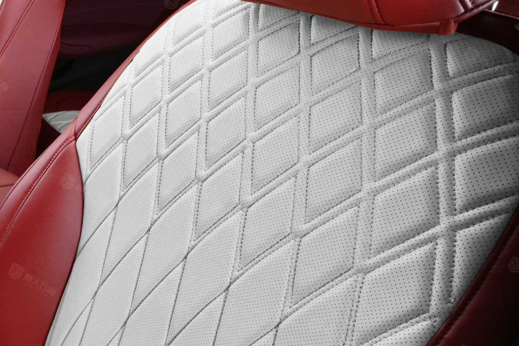 Diamond Pattern Embroidered Custom Fit Airbag Compatible Car Seat Covers For BMW